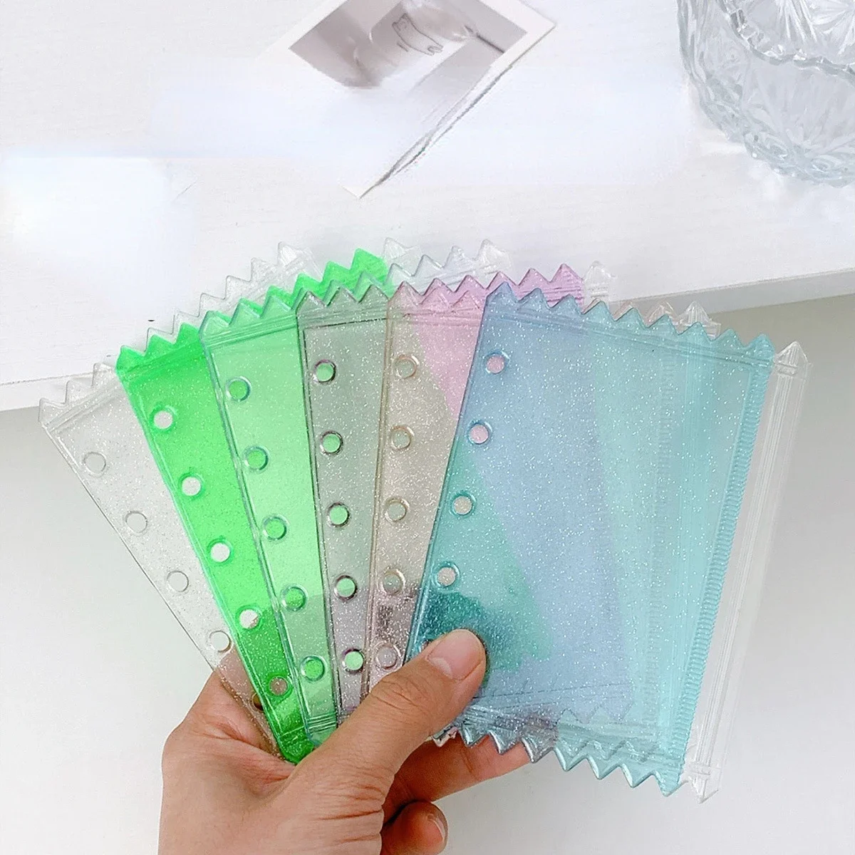 M5 5Holes Candy Collorful Binder Pockets Binder Zipper Folders Notebook Waterproof Pvc Leaf Document Filing Bag plastic file bag,ring binder pockets