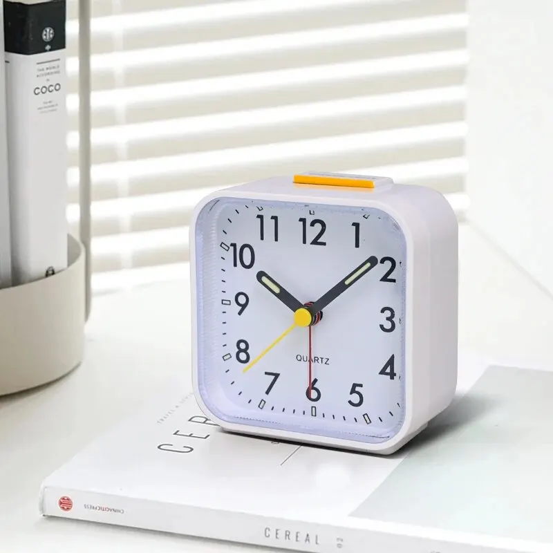 2025 NEW Simple Night Light Small Alarm Clock, Bedside Desktop with Snooze Function Household Creative Plastic Quartz Clock 6