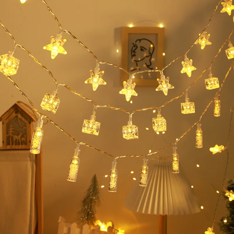 

1.5/3M Led Lights String Battery Power Flash Star Christmas Garland Lamp Bulb For Outdoor Bedroom Decoration Wedding Fairy Light