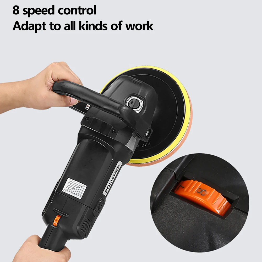 1400W High Power Car Polisher 8 Gears Auto Beauty Electric Polishing Waxing Machine Portable Car Detailing Scratch Repair Tools Car Polisher Power Tools Accessories