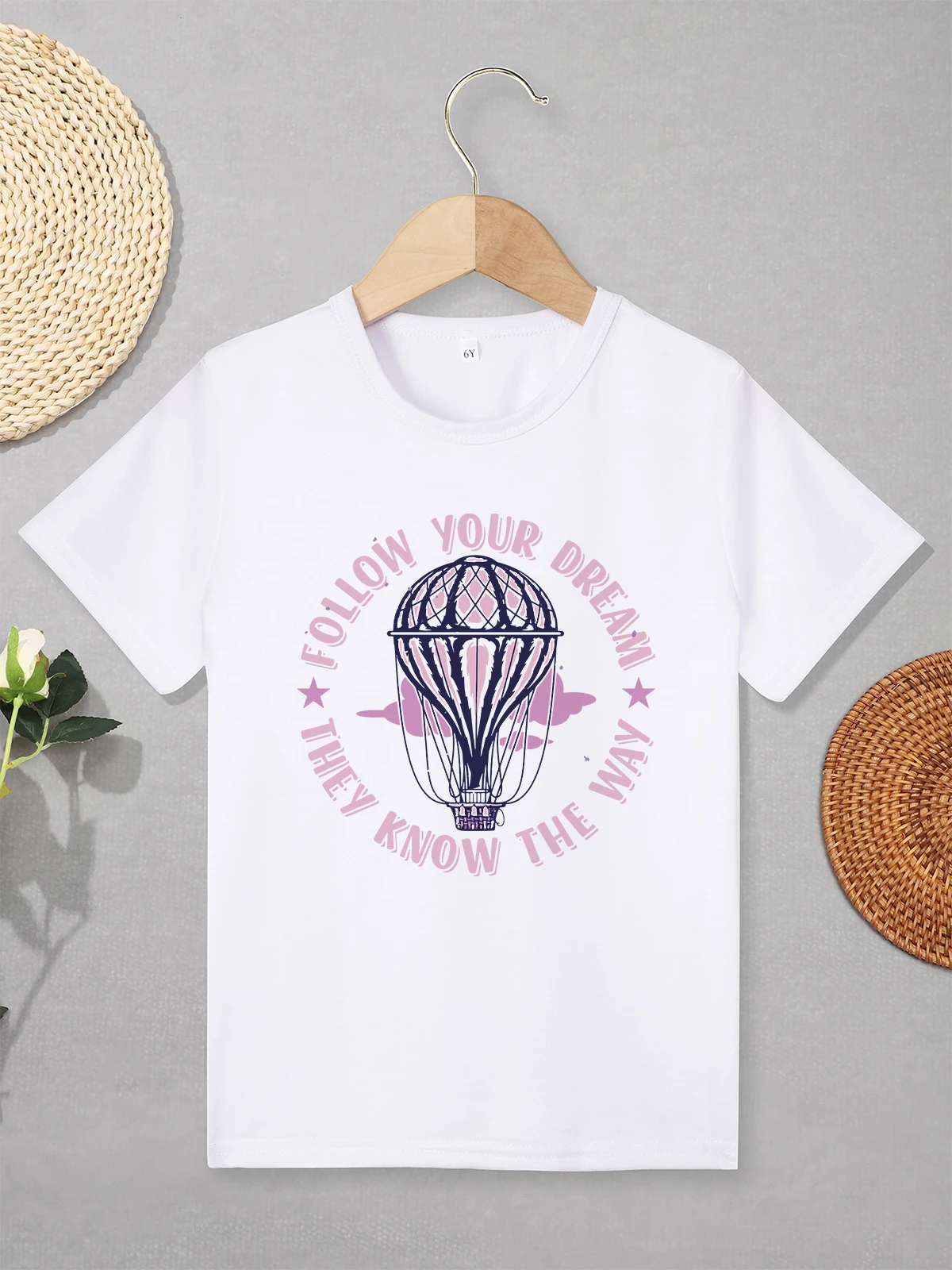 

“Follow Your Dream They Know The Way” Kids T-shirt Hot air Balloon Print Aesthetic Harajuku Children's Shirt Fast Delivery