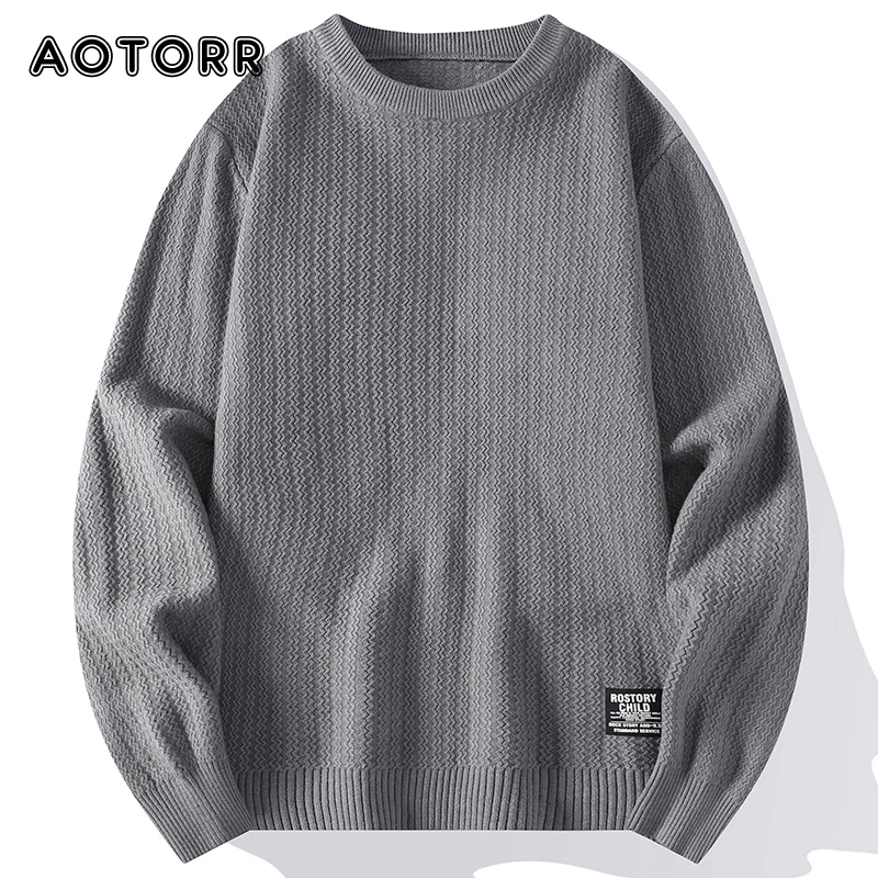 

2023 New Men's Casual Sweaters Autumn Korean Round Neck Pullover Fashion Solid Harajuku Knit Sweater Plus Size Man Clothes 4XL