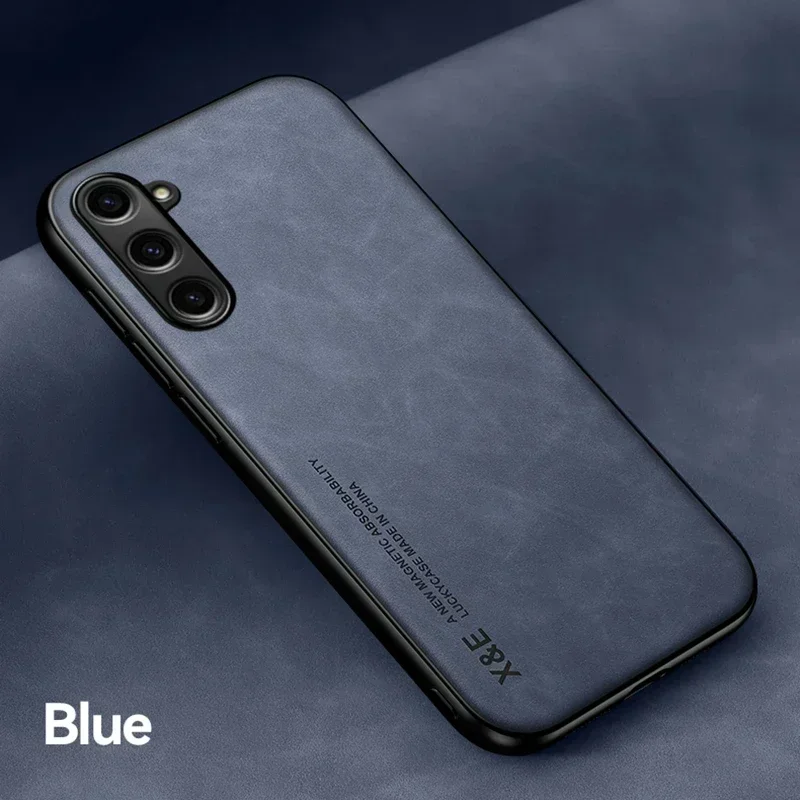 Leather Phone Case with Metal Plate - Car Holder Compatible Cover