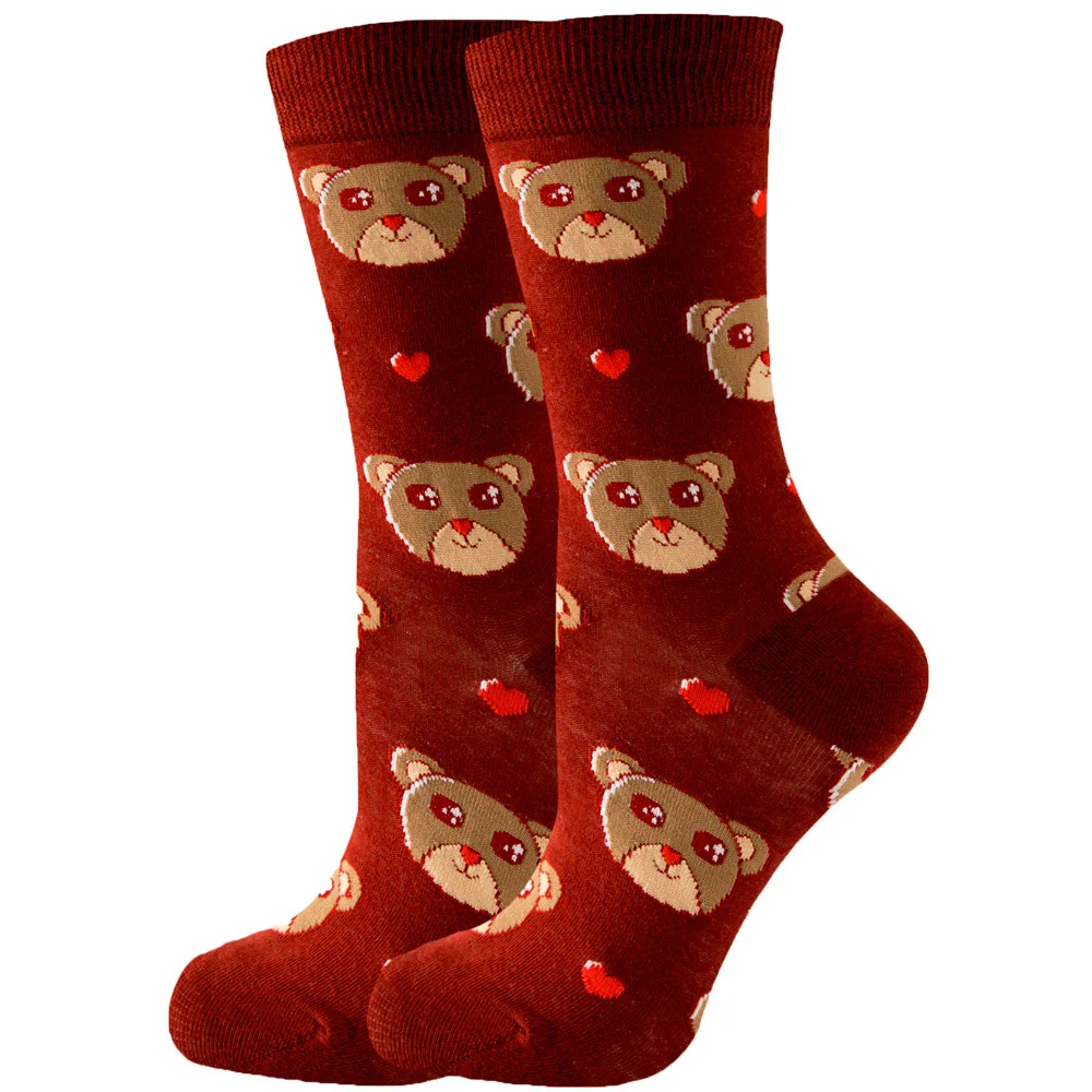Whimsical Cartoon Animal Pattern Cotton Socks - Unisex Kawaii Style