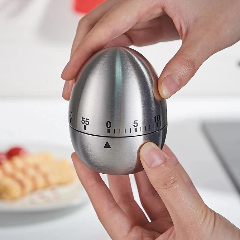 1pc Stainless Steel Kitchen Timer With Magnet, Mechanical Egg Cooking Timer,  Baking Down Timer Reminder For Home Use