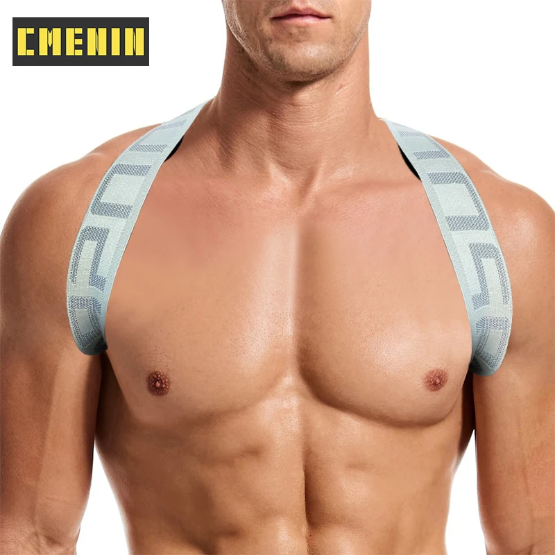 

1Pcs Cotton Men Sexy Shoulder Straps Elastic Harness Chest Bondage Muscle Halter Belt Club Party Costume Men Bodysuite Clubwear