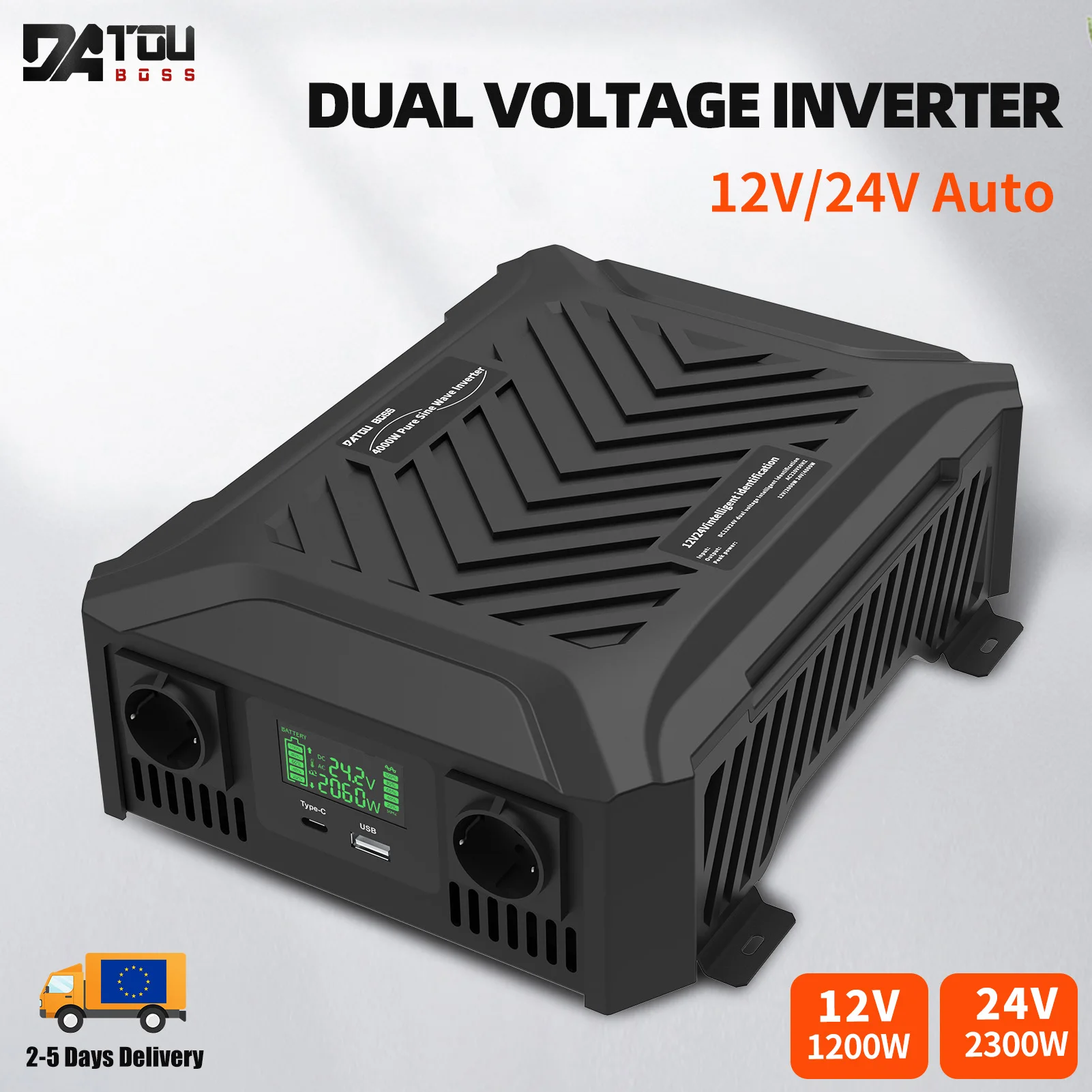 DATvissed BOSS TY-PSW-4000 les touristes Voltage Inverter DC à AC Portable Vehicle Mount Pure Sine Wave Inverter 4000W Power aved