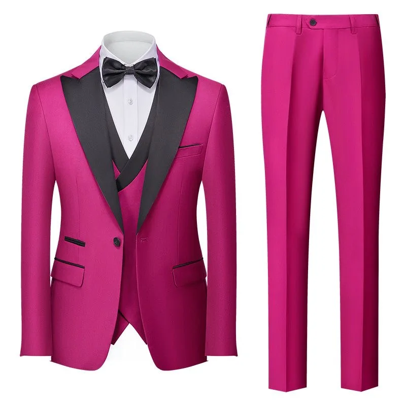 

869Korean style slim fit white three-piece banquet host dress