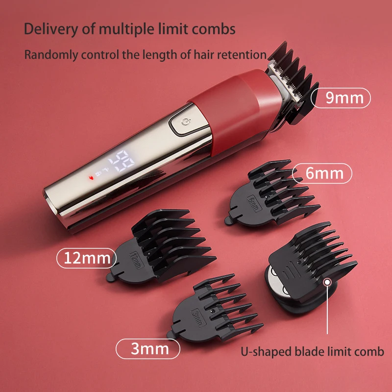 WAIKIL Professional Men's Electric Hair Clipper Multifunctional Hair Trimmer USB Rechargeable Cordless Digital Grooming Tool 4