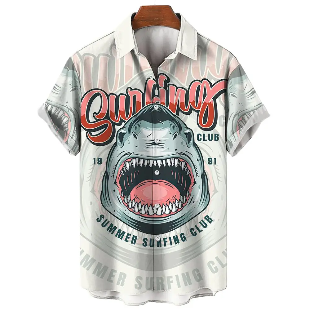 Denim Shirt Flannel Shirt Cotton Shirt Long Sleeve Shirt Silk Shirt Men Pirate Shirt Men Glitter Shirt Men's Shirts 3D Animal Print Clothes Fashion Button Short Sleeve Lapel Streetwear Shirt for Men Hawaiian Shark Blouse Tshirt