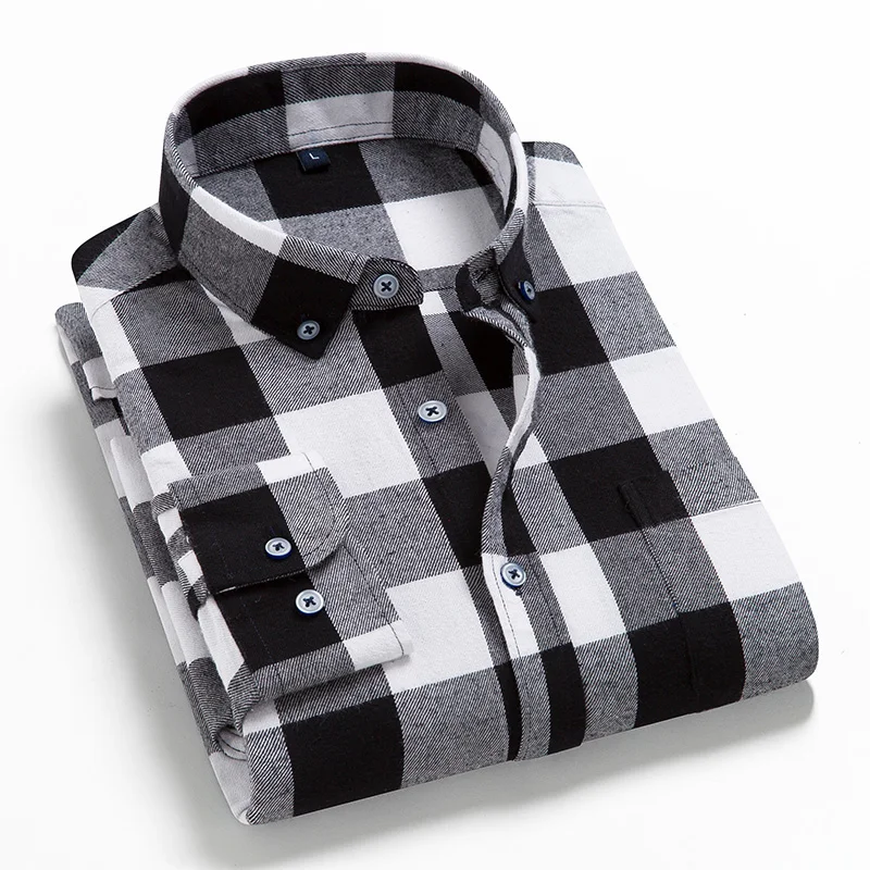 Men Flannel Plaid Shirt 100% Cotton 2023 Spring Autumn Casual Long Sleeve Shirt Soft Comfort Slim Fit Styles Brand For Man Plus