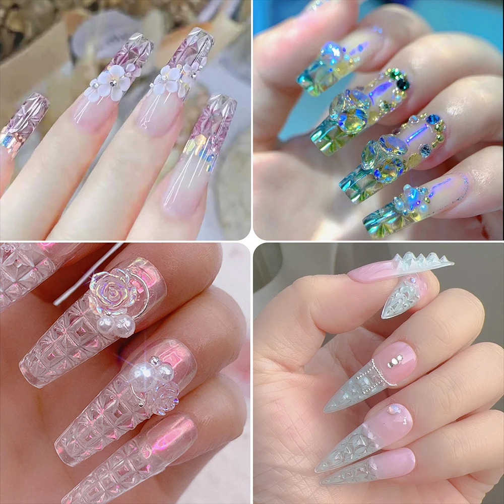 New 120pcs Clear Glaze Fake Nail 3D Crystal Full Cover False Art Nail Capsules For Extension Tips Square Coffin Press On Nail