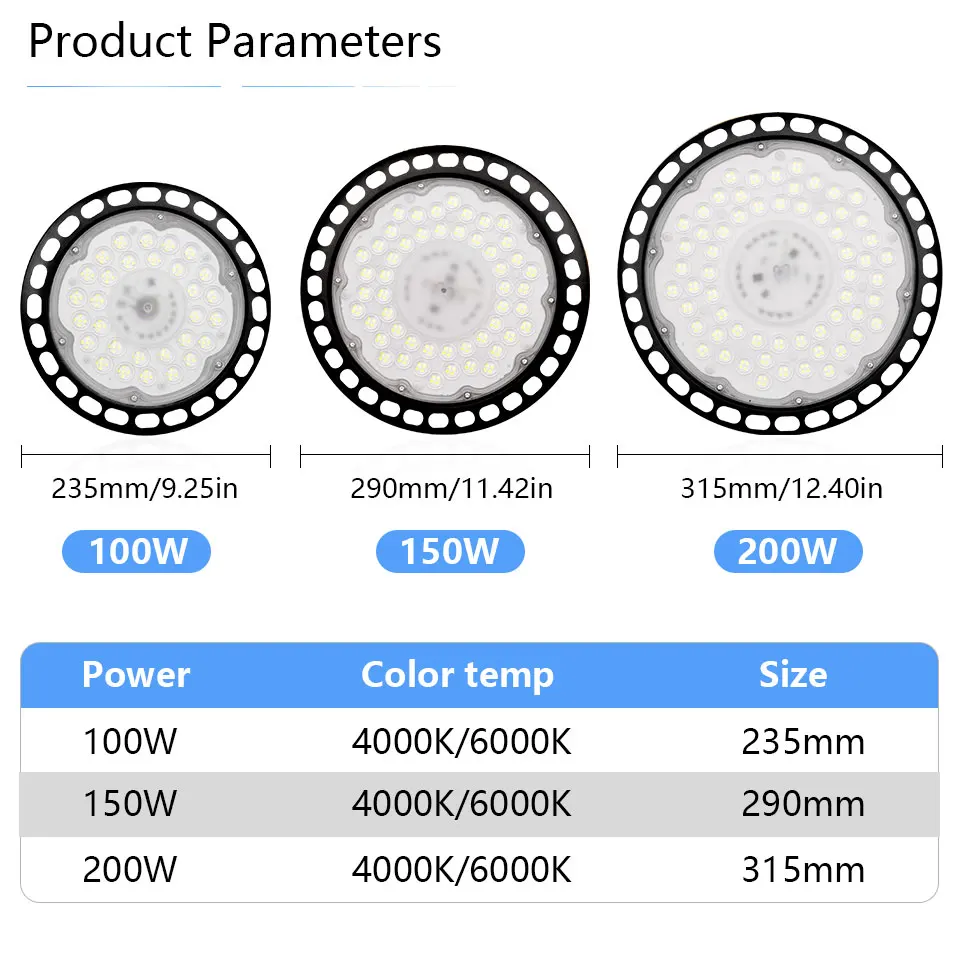 UFO High Bay Light 100W 150W 200W IP66 Waterproof LED Industrial Lighting For Garage Gym Factory Warehouse