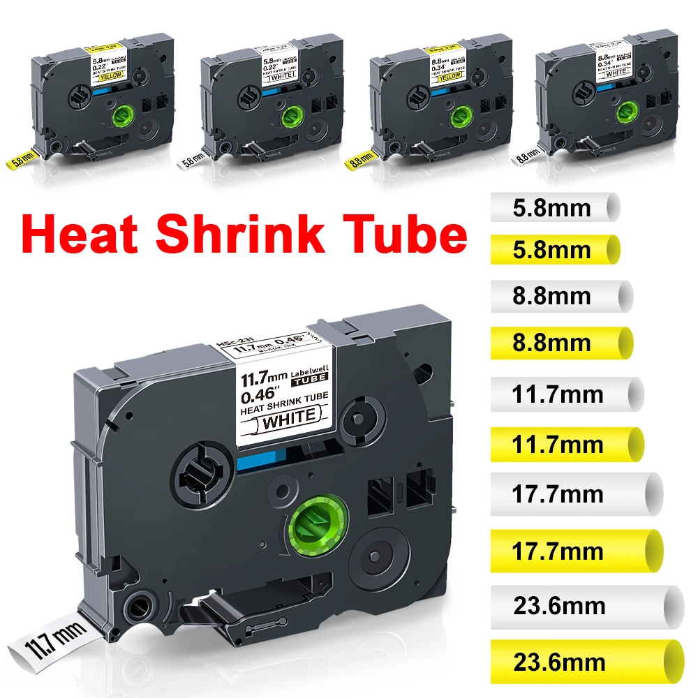 Labelwell 6/9/12mm Heat Shrink Tubes for Brother Hse 231 Hse 221 Hse