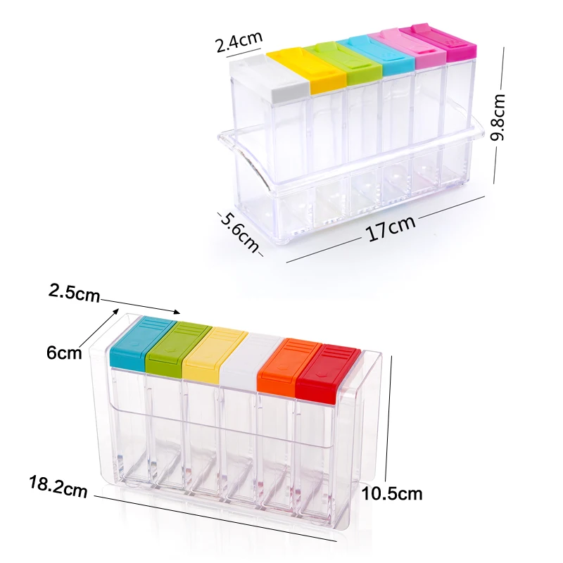 Transparent Spice Jar Set Salt and Pepper Seasoning Bottle Colorful Lid Kitchen Condiment Cruet Storage Container Base seasoning jar salt shaker spices bottle salt pepper shakers
