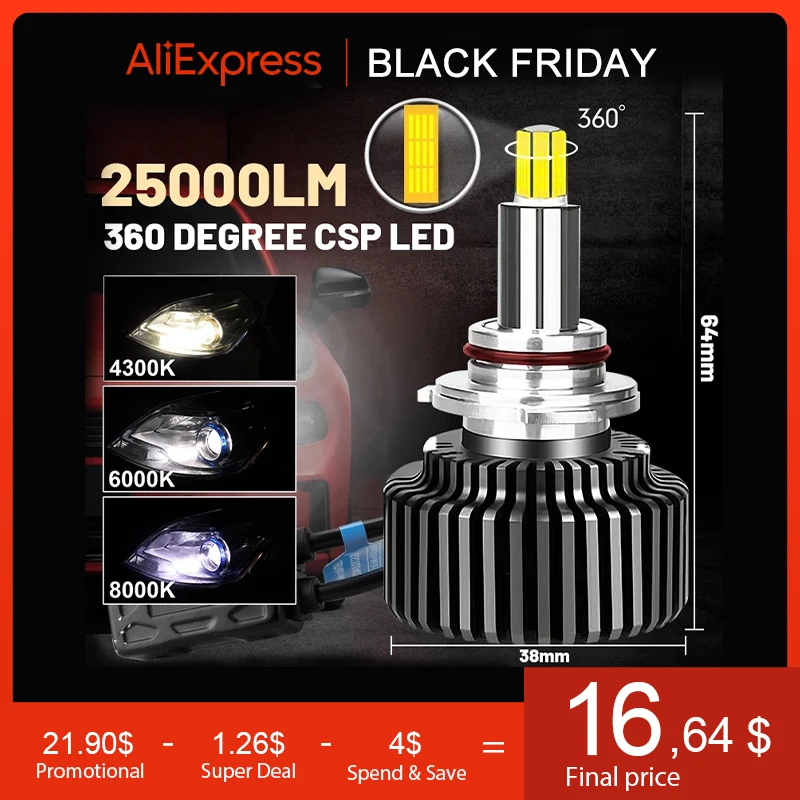 25000LM H7 LED Headlight 360 Degree CSP LED 9012 HIR2 H1 H11 H4 HB3 HB4 H8 H9 9005 9006 6000K 8000K Ice Bulbs 100W High Low Beam for led car lights,led lights,led bulbs,led headlights,led car headlights,car headlamps