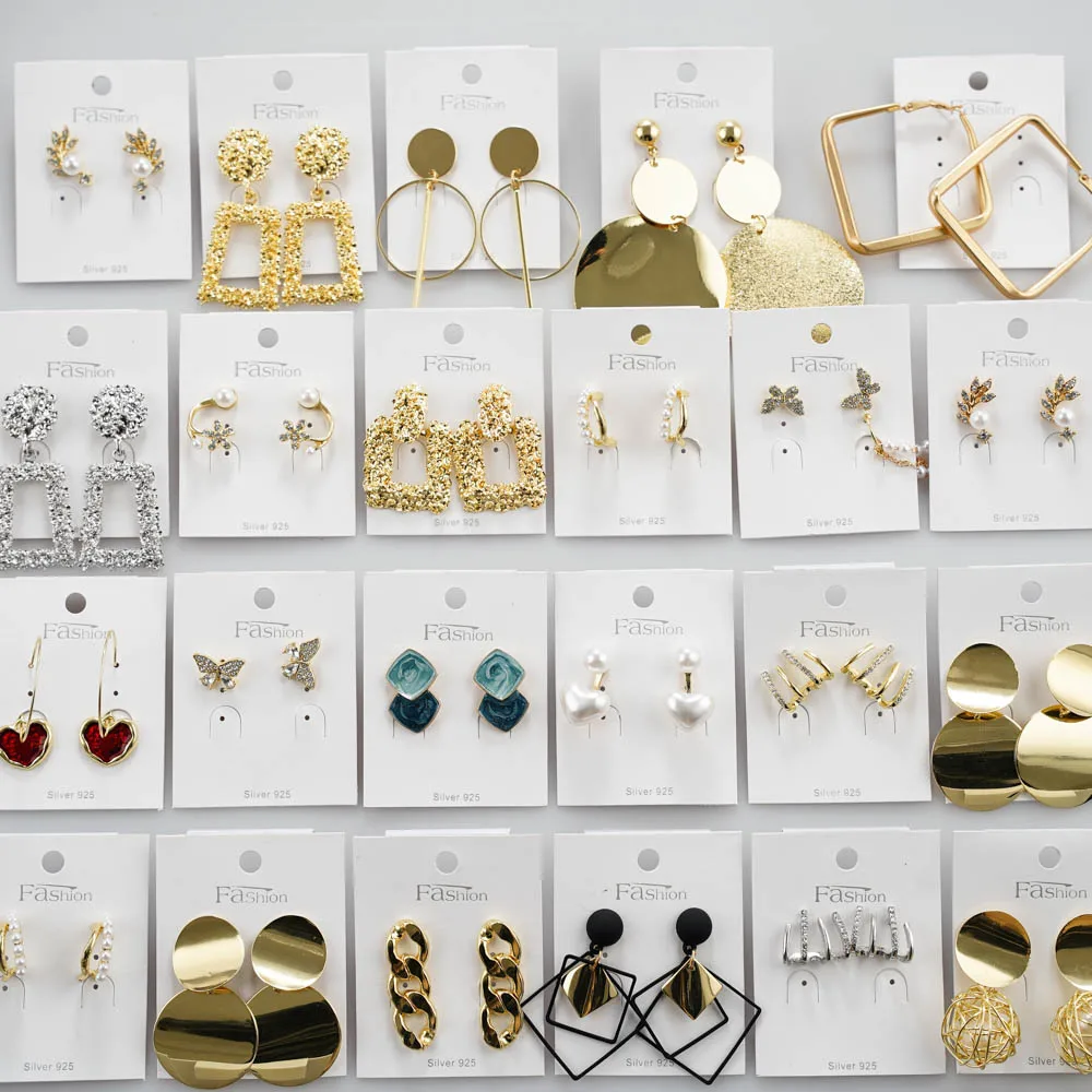 20 paare/los Mode funkelnden Stern Liebe versilbert Stud Creolen Schmuck für Frauen Mädchen süßes Geschenk – Detail 9