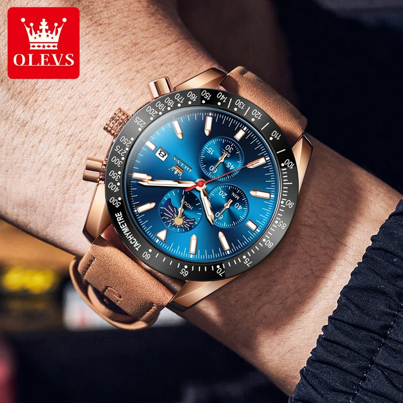 ساعة OLEVS بشريط فولاذية مقاومة للماء ، ساعة ماركة...