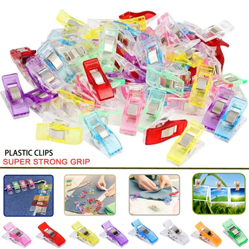 50PCS Multipurpose Sewing Clips Colorful Clips Plastic Craft Crocheting Knitting Safety Clips Assorted Color Binding Clips Paper