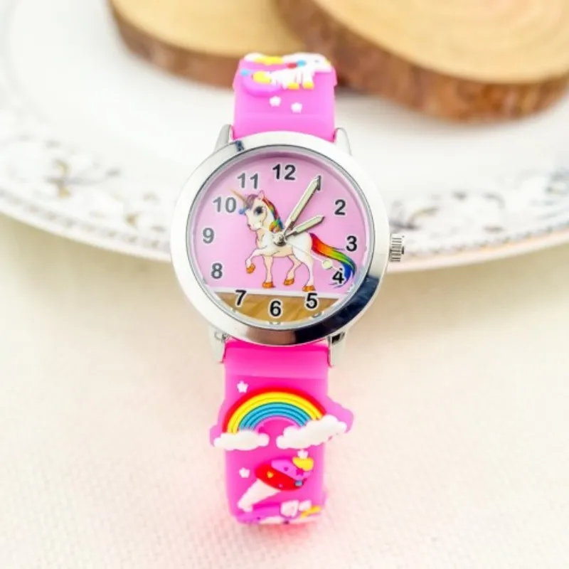

Sdotter 3D Cartoon Silicone Rainbow Unicorn Desgin Clock Timer Kids Watch Children's Girls Boys Students Christmas Watches Relog