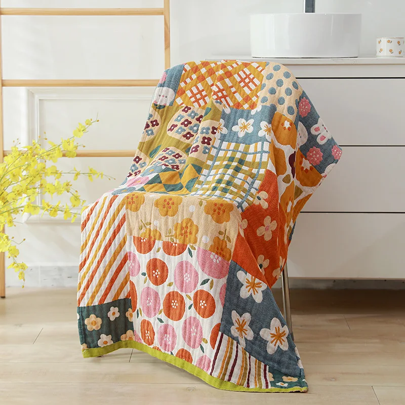 Bath Towel Flora Cartoon Cotton Big Towels 80*160 For Kids Men Women Bathroom Luxury Five-layer Gauze Reusable