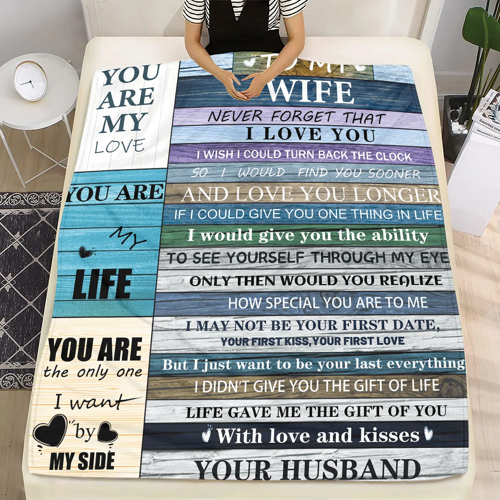 

Letter To Wife Daughter Blanket Express Love Flannel Blanket for Birthday Gift 100x150cm Soft All Season Message Throw Blankets