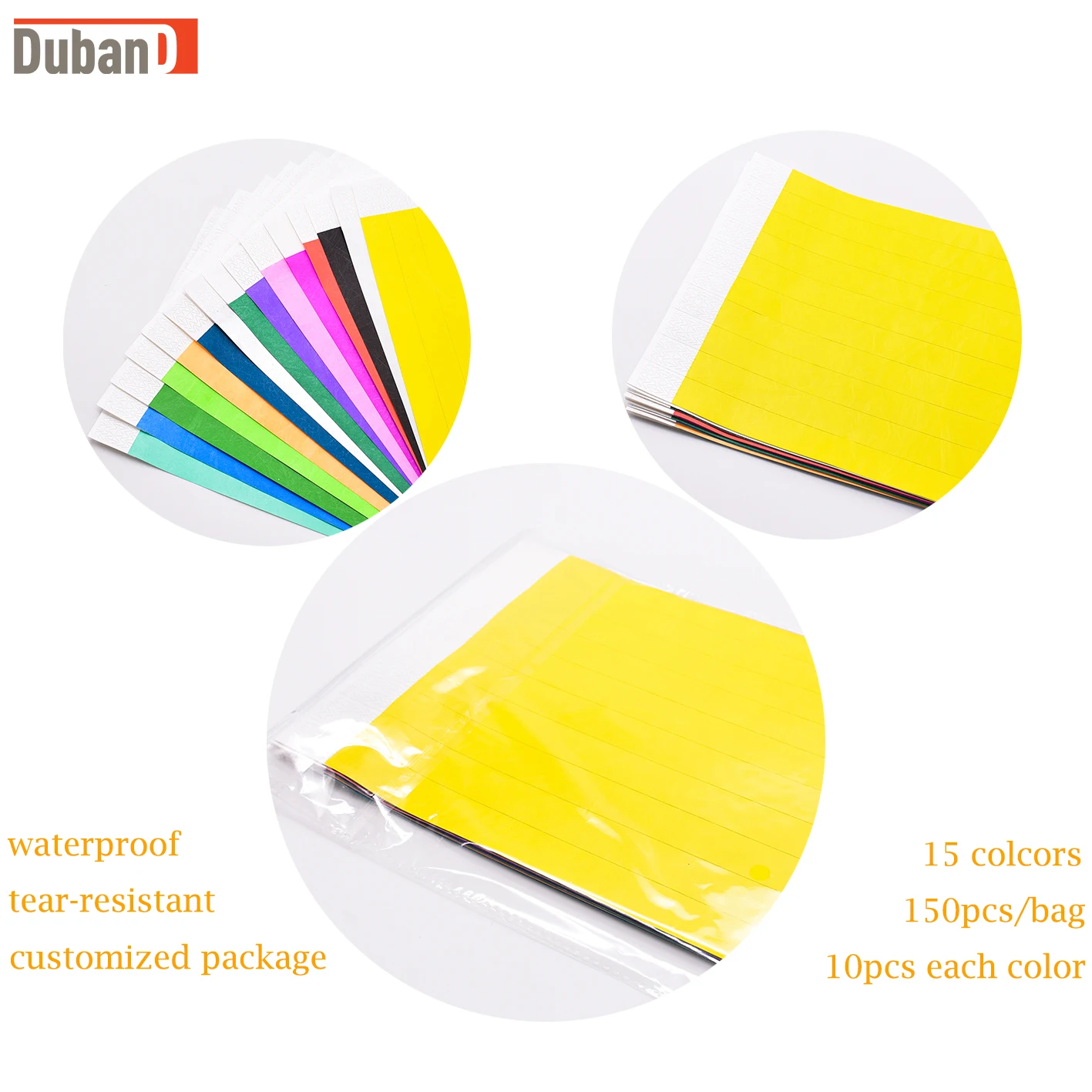 150 Pièces 15 Couleurs Bracelets D'Identification Tyvek Bracelets Événeentiels Bracelets En