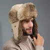 Russia Winter Real fur Hat Unisex Outdoor Windproof Super Warm Real Rabbit Fur Bomber Hats Natural Soft Natural Rabbit Fur Caps 3