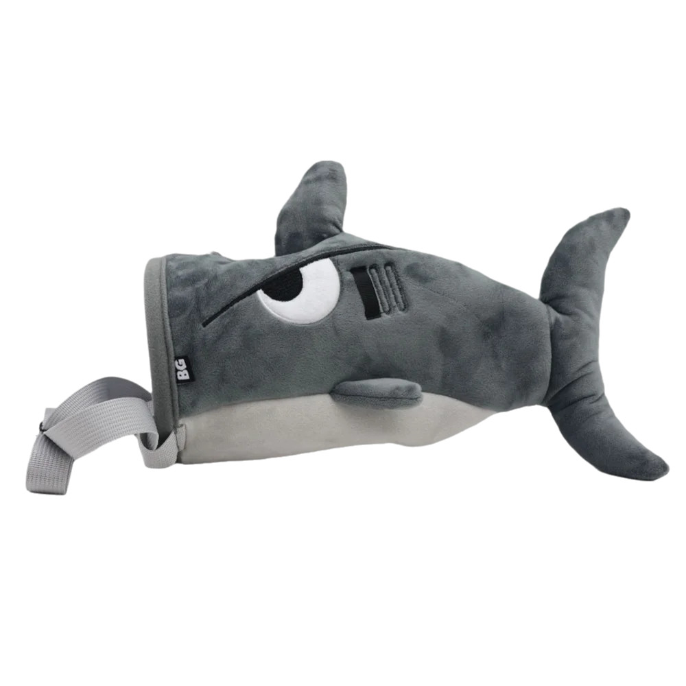 Gray Color Flannel Shark Chalk Bag Flannel Material Shark Shape Rock Climbing Bag Stuffed Animal Design Bouldering Bag