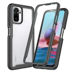 Premium 360° Shockproof Hybrid TPU/PC Case with Built-in Screen Protector - Crystal Clear for Poco M5s (Black)