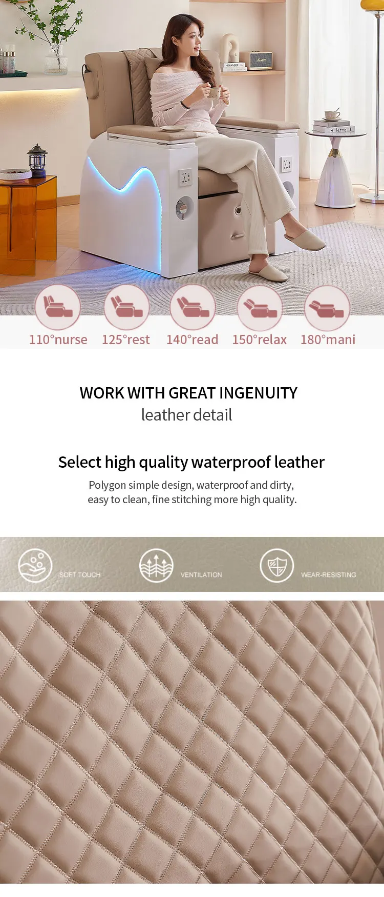 Pedicure Manicure eyelash sofa Electric recliner chair Foot wash sauna foot bath One-legged chair Multi-functional beauty chair