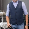 In Stock V Neck  Herringbone Tweed Slim Fit Business Waistcoat Men's Casual Classic Suit Vest  For Wedding 1