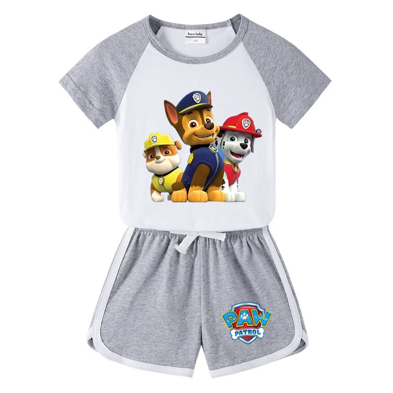 Summer Children Boy Girl PAW Patrol Clothing Sets Child T Shirts +Short Pants 2pcs Baby Girls Hello Kitty T-Shirts Shorts Set designer clothing sets