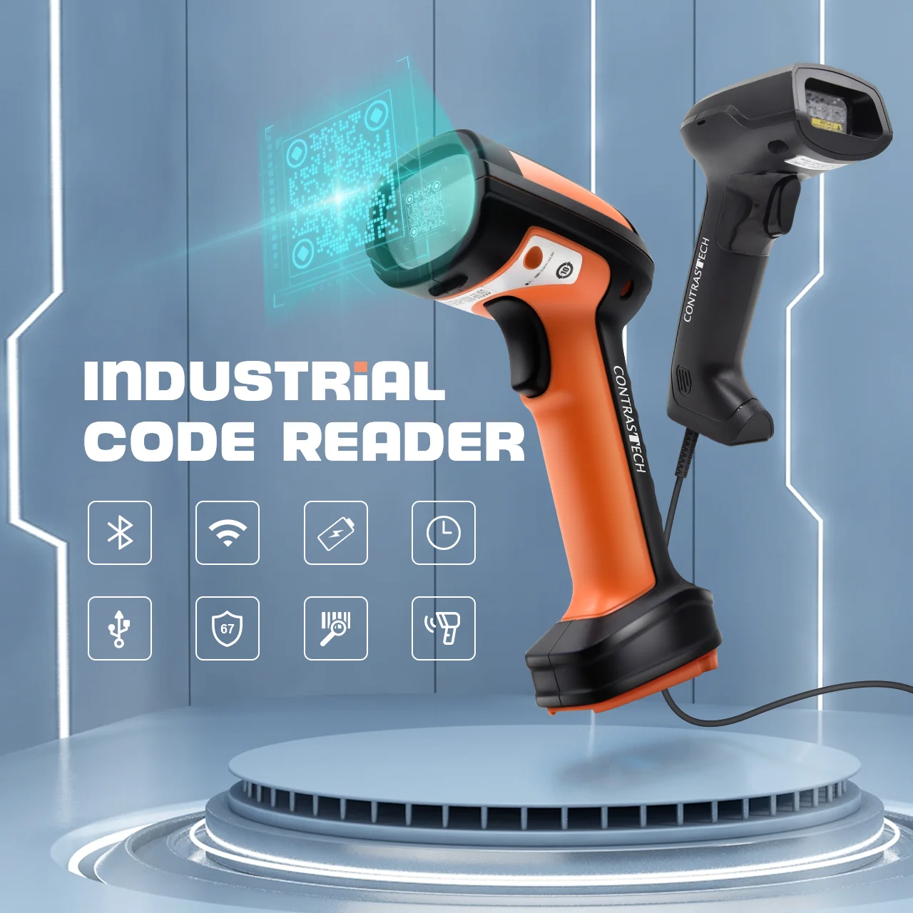 

Industrial Long-distance Rugged Handheld Barcode Scanner Portable Bar QR Code Reader 1D 2D Wired Wireless Barcode Scanner