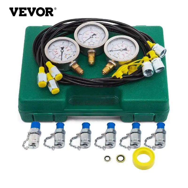 VEVOR Hydraulic Pressure Gauge Test Kit Excavator Portable Tester 8600PSI/600Bar 