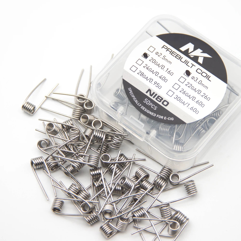 

50 шт. готовые катушки NK Ohm 0,6 0,8 1,0 1,2, сопротивление Ni80 Ni70 A1 SS.316L