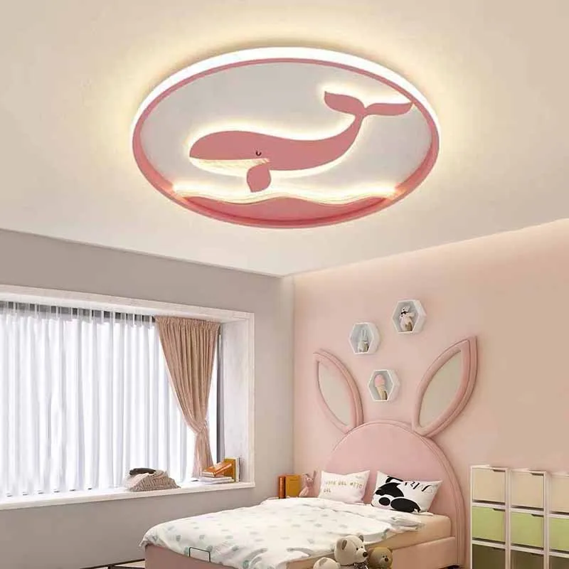 

Kawaii Whale Led Ceiling Lights For Children Room Boys Girl Bedroom Study Baby Cartoon Dolphin Chandelier Kids Room Ceiling Lamp