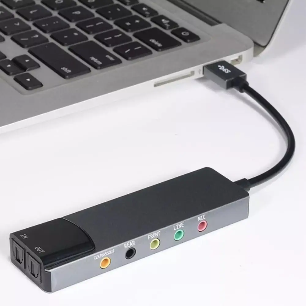 새로운 USB 사운드 카드 7.1 5.1 채널 휴대용 외부 오디오 카드 실용적인 게임 라이브 스트리밍 PC/컴퓨터용 SPDIF 광학