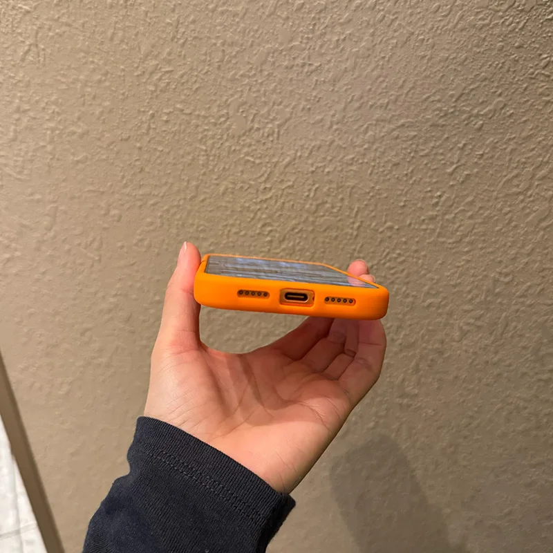 Luxury Orange Matte Transparent Magnetic Phone Case - Skin Feel Shockproof Cover