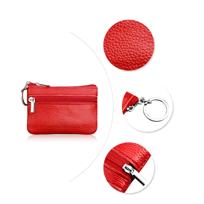 New Women's Genuine Leather Coin Purse Female Wallets Custom Gifts Girls Zipper Coin Purses Children Storage Pocket Bags Pouch 4
