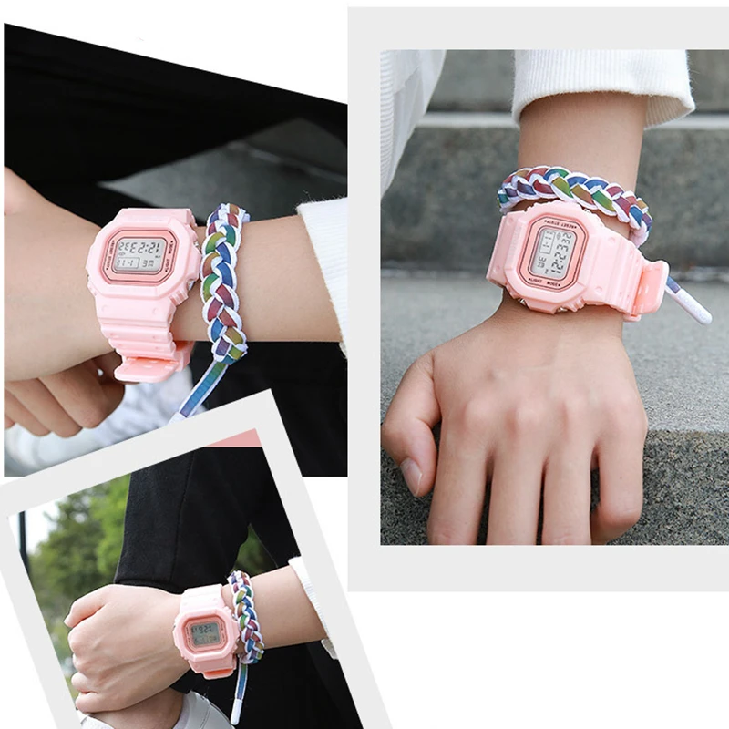 YIKAZE Sports Watch Boys Girls Student LED Electronic Watch Colorful Men Women Square Digital Watches Waterproof Rubber Clock 3