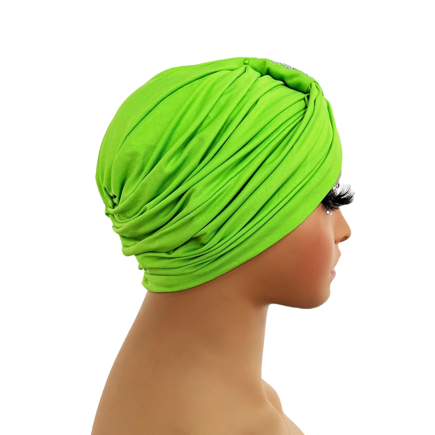 Women Luxury Rhinestone Deco Turban Hat Cross Elastic African Wrap Head Headgear Headtie Muslim Hijab Scarf Turbante Mujer 4