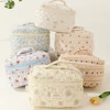 3pcs/set Ladies Quilted Cotton Storage Bag Aesthetic Printed Makeup Bag Women's Large Capacity Toiletry Organizer Cosmetic Pouch 4