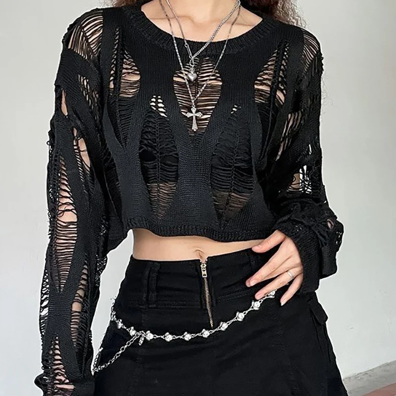 ITOOLIN Women Hole Hollow Out Y2K T-shirts Batwing Sleeve Knitted Shirt For Women Loose Streetwear Tops Spring Autumn 2024 Best Sellers In Women's Clothing ITOOLIN Women Hole Hollow Out Y2K T-shirts Batwing Sleeve Knitted Shirt For Women Loose Streetwear Tops Spring Autumn 2024 Best Sellers In Women's Clothing