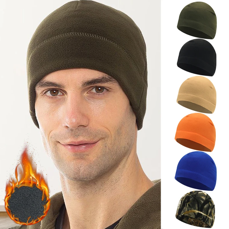 

2023 New Men's Autumn Winter Hats Solid Color Warm Fleece Beanies Skullies Soft Warm Outdoor Ski Cycling Cap for Women Men