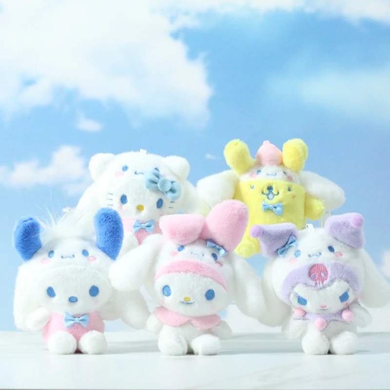 Plush Keychain Key Chain Cartoon Sanrio Plush Toys Keychain Kawaii Ornaments Pink Cinnamoroll Kuromi My Melody Anime Peluche Diagonal Bag Keychains