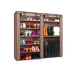 Double row 9-grid non-woven shoe cabinet in coffee color 1