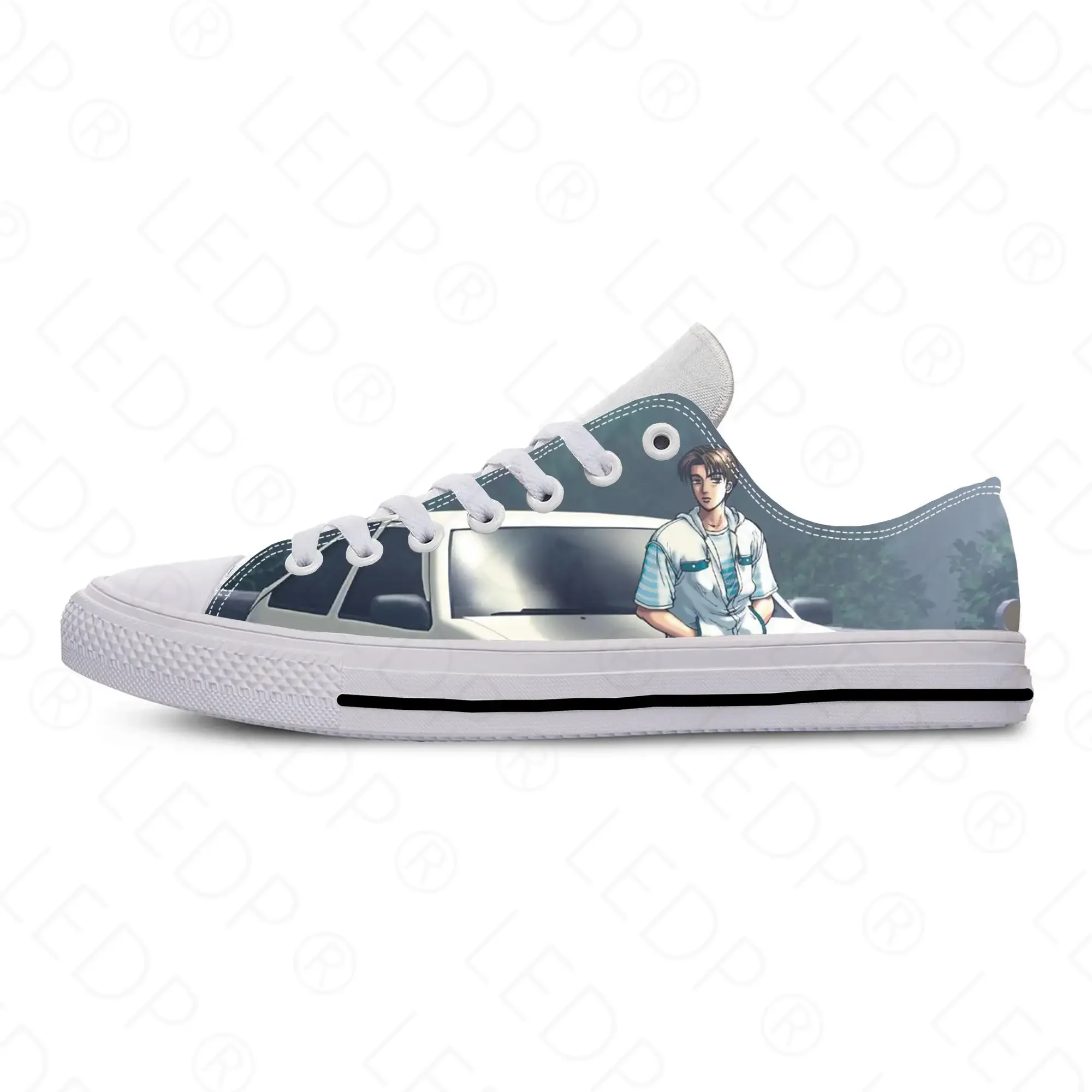 Japanese Anime Manga Cartoon AE86 Initial D Funny Casual Cloth Shoes Low Top Lightweight Breathable 3D Print Men Women Sneakers