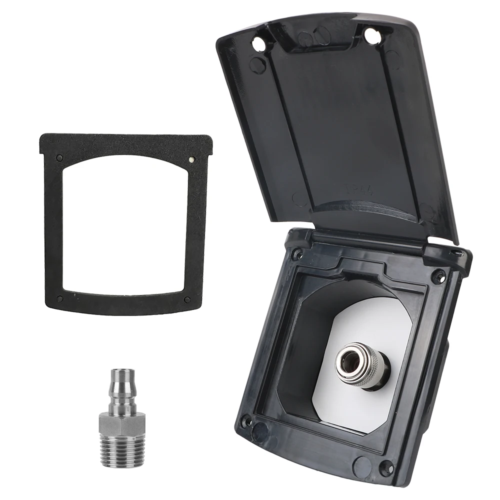 Lockable Caravan Water Inlet/Outlet Hatch with Filter and 20mm Adapter Nozzles