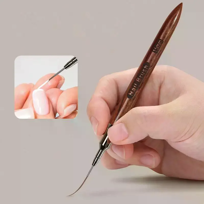 Pennello per Unghie con Manico in Legno, Pennello per Nail Art in Gel, Pennello per Disegno Linee e Fiori, Penna per Gel UV, Strumento per Manicure Professionale - immagine 4